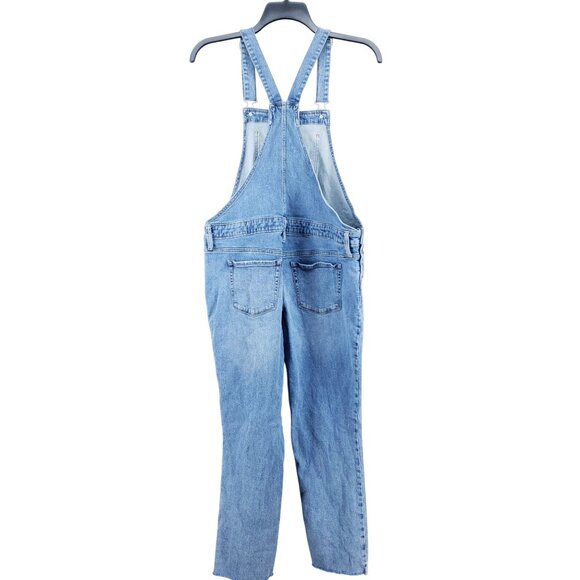Isabel Maternity Womens Size 10 Denim Overalls Raw Hem Slim Fit Light Wash - Picture 2 of 9